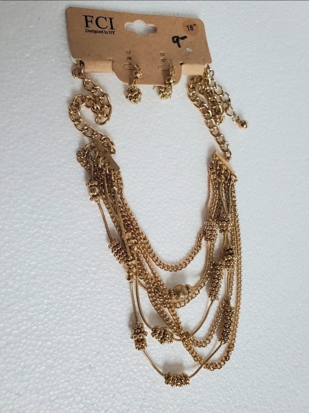 Gold-Tone Multi-Strand Statement Necklace & Earrings Set